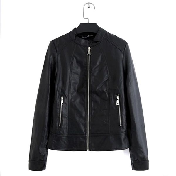 women's leather & faux 2021 spring autumn korean style slim pu jacket women long sleeve stand collar clothing short coat d269, Black
women's leather & faux 2021 spring autumn korean style slim pu jacket women long sleeve stand collar clothing short coat d269, Black