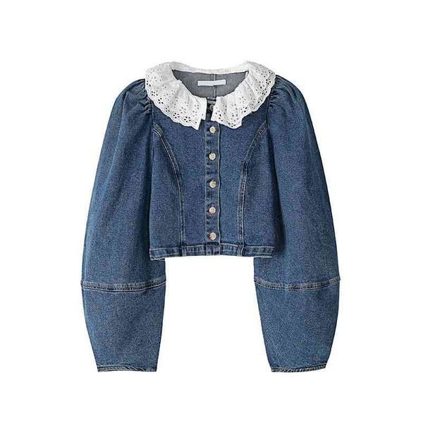 women's jackets korean version of spring temperament fashion pure color denim shirt female removable lotus collar single breasted, Black;brown
women's jackets korean version of spring temperament fashion pure color denim shirt female removable lotus collar single breasted, Black;brown
