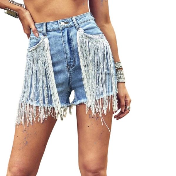 women's jeans female denim shorts summer wear high waist slimming beaded sequin fringed edge wide leg pants, Blue
women's jeans female denim shorts summer wear high waist slimming beaded sequin fringed edge wide leg pants, Blue