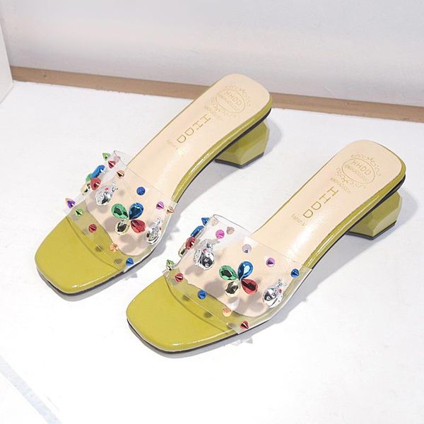 summer colorful rivet diamond slippers women shoes woman mules transparent slides peep toe med heel ladies female, Black
summer colorful rivet diamond slippers women shoes woman mules transparent slides peep toe med heel ladies female, Black