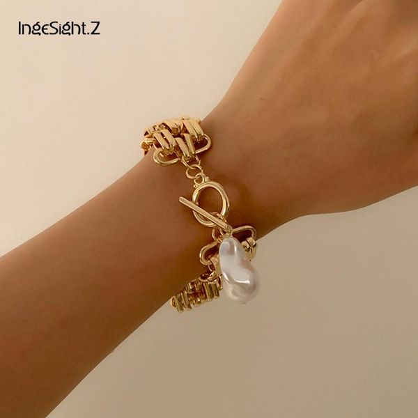 ingesight.z imitation pearl baroque toggle clasp lasso bracelets bangles chunky thick wide metal chain women jewelry charm, Golden;silver
ingesight.z imitation pearl baroque toggle clasp lasso bracelets bangles chunky thick wide metal chain women jewelry charm, Golden;silver