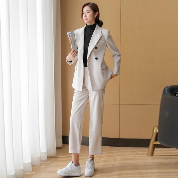 women's two piece pants profession set women work pant suits autumn winter 2021 thick warm woolen blazer femme elegant office cropped t, White
women's two piece pants profession set women work pant suits autumn winter 2021 thick warm woolen blazer femme elegant office cropped t, White