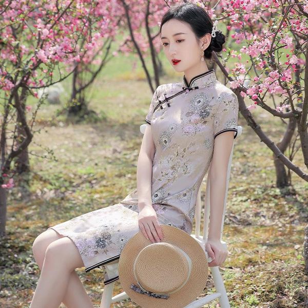 ethnic clothing chinese style pink satin floral print short sleeve cheongsam women elegant slim high split oriental qipao plus size -4, Red
ethnic clothing chinese style pink satin floral print short sleeve cheongsam women elegant slim high split oriental qipao plus size -4, Red
