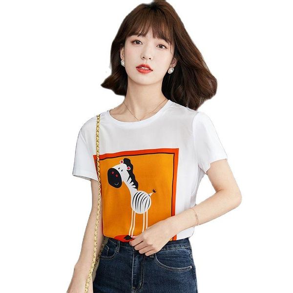 women's t-shirt korean loose fashion cartoon printed short sleeve women basic clothing summer t-shirts with, White
women's t-shirt korean loose fashion cartoon printed short sleeve women basic clothing summer t-shirts with, White