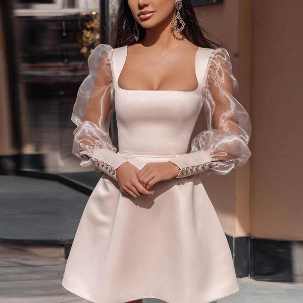 casual dresses autumn woman puff sleeve mesh patchwork dress square collar slim a line black summer party 2021, Black;gray
casual dresses autumn woman puff sleeve mesh patchwork dress square collar slim a line black summer party 2021, Black;gray