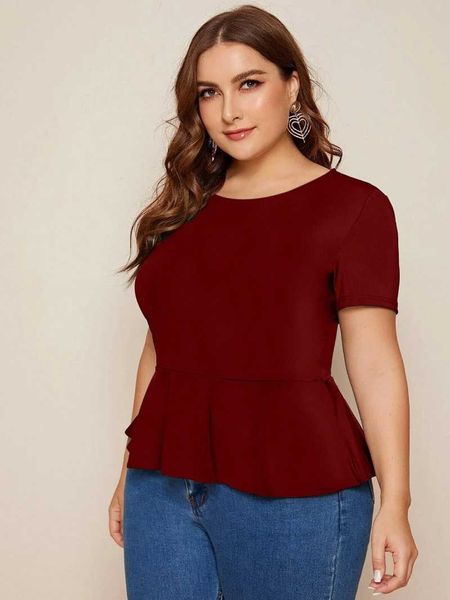 plus size t-shirt womens keyhole back short sleeve summer casual solid dark red office lady ruffle hem tee blouse, Black
plus size t-shirt womens keyhole back short sleeve summer casual solid dark red office lady ruffle hem tee blouse, Black