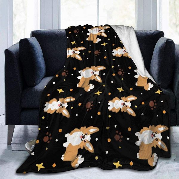 Cute Corgis Throw Blanket Ultra-Soft Fleece Bed Blanket Anti-Allergic Warm Bed Throws for Sofa Office-60x50in