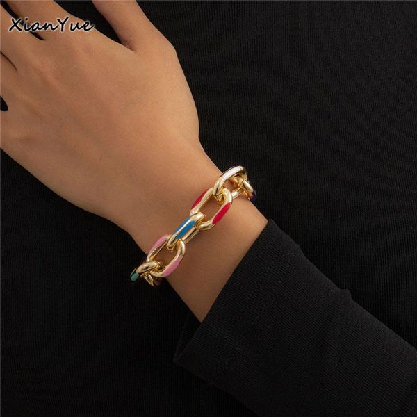 link, chain bohemian colorful dripping oil painted aluminum charm punk bracelet jewelry for women fashion trendy cross bangle, Black
link, chain bohemian colorful dripping oil painted aluminum charm punk bracelet jewelry for women fashion trendy cross bangle, Black