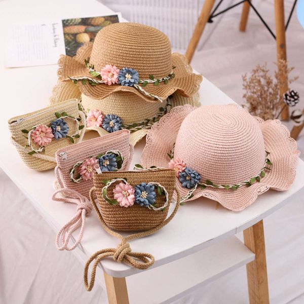 children's hat girl's summer straw bag two piece set of lovely flowers sun protection fisherman's, Yellow
children's hat girl's summer straw bag two piece set of lovely flowers sun protection fisherman's, Yellow