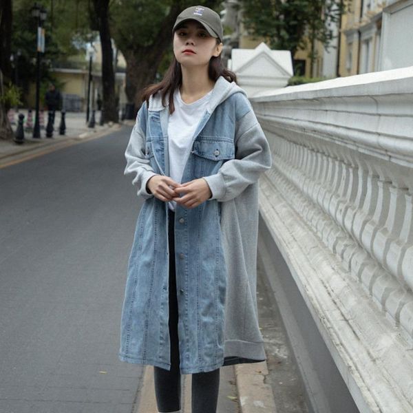 autumn jacket women casual hooded denim patchwork sweater loose long coat versatile harajuku streetwear chaqueta mujer jackets women's, Black;brown
autumn jacket women casual hooded denim patchwork sweater loose long coat versatile harajuku streetwear chaqueta mujer jackets women's, Black;brown