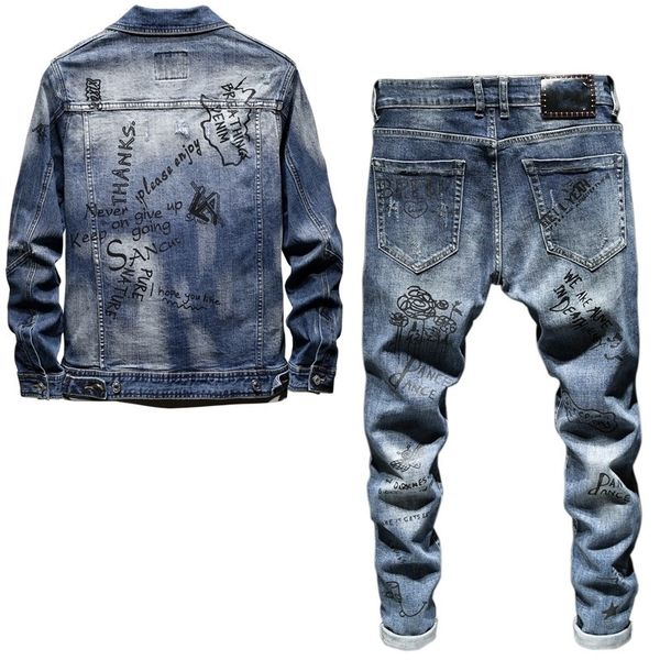 men's tracksuits manna fine fit graffiti denies jacket of men afflicted with thin denim two pieces together m4h7, Gray
men's tracksuits manna fine fit graffiti denies jacket of men afflicted with thin denim two pieces together m4h7, Gray