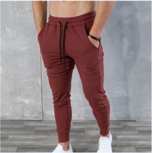 men's pants jogging sports cotton slim fit bodybuilding, Black