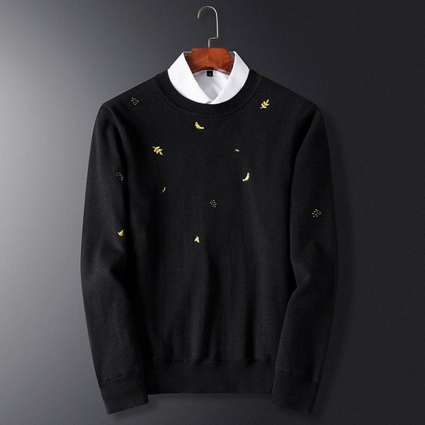 men's sweaters 2021 spring and autumn wool sweater knitted pure cotton embroidery casual black round neck high-end pullover c, White;black
men's sweaters 2021 spring and autumn wool sweater knitted pure cotton embroidery casual black round neck high-end pullover c, White;black