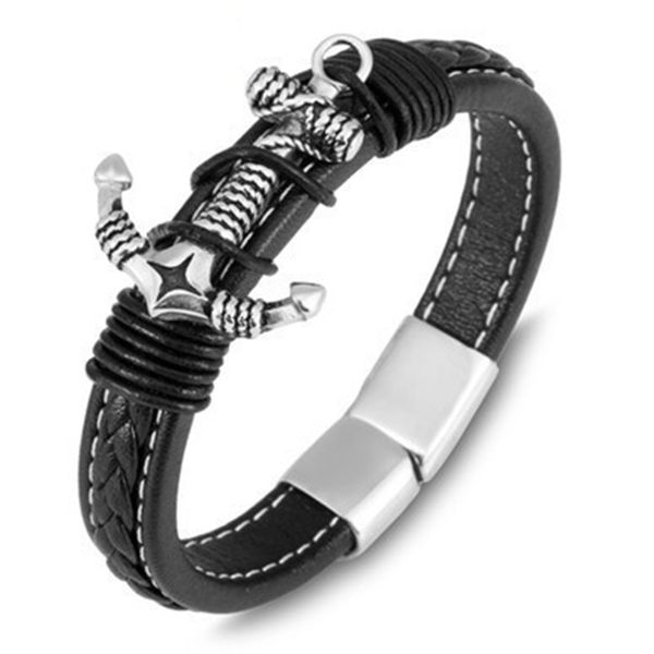 bangles bracelets hand accessories popular ship anchor magnetic snap in men's leather bracelet punk jewelry ph1150, Black
bangles bracelets hand accessories popular ship anchor magnetic snap in men's leather bracelet punk jewelry ph1150, Black