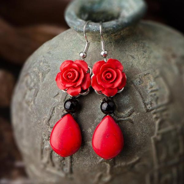 dangle & chandelier vintage red rose drop earrings ladies gold color statement wedding jewelry, Silver
dangle & chandelier vintage red rose drop earrings ladies gold color statement wedding jewelry, Silver