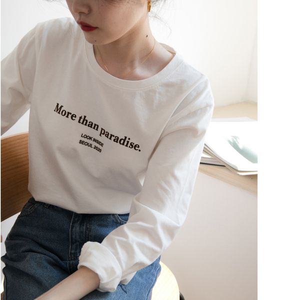 women's t-shirt round collar cotton letter t-shirts women casual loose long sleeve t-shirt autumn winter pullovers v1jn, White
women's t-shirt round collar cotton letter t-shirts women casual loose long sleeve t-shirt autumn winter pullovers v1jn, White
