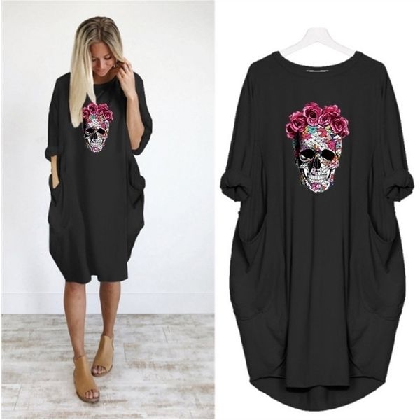 plus size 5xl womens dress skull print long sleeve o collar pocket loose casual female dresses vintage vestidos robes femme, Black;gray
plus size 5xl womens dress skull print long sleeve o collar pocket loose casual female dresses vintage vestidos robes femme, Black;gray