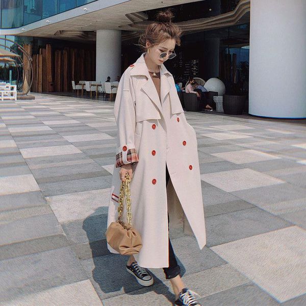 women's trench coats white windbreaker spring autumn contrast color plaid stitching korean coat loose fashion temperament ladies cloak, Tan;black
women's trench coats white windbreaker spring autumn contrast color plaid stitching korean coat loose fashion temperament ladies cloak, Tan;black