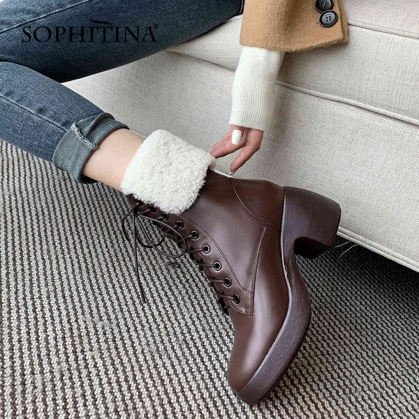 sophitina winter fur ankle boots woman warm black genuien leather round toe short plush insole med chunky sqaure heel shoe po885 210513
sophitina winter fur ankle boots woman warm black genuien leather round toe short plush insole med chunky sqaure heel shoe po885 210513