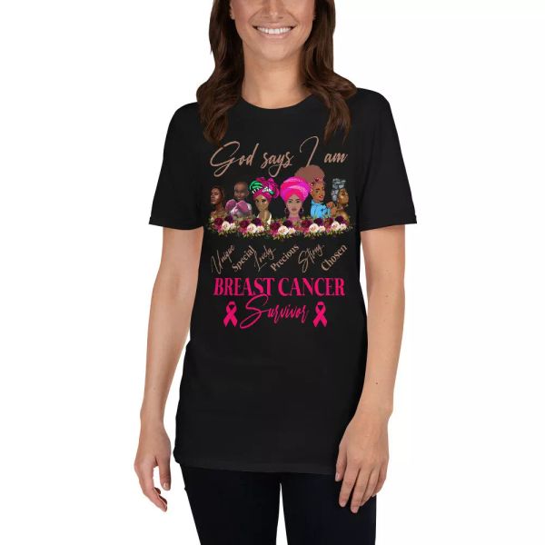 god says i am breast cancer survivor breast cancer awareness gifts t-shirt, White;black
god says i am breast cancer survivor breast cancer awareness gifts t-shirt, White;black