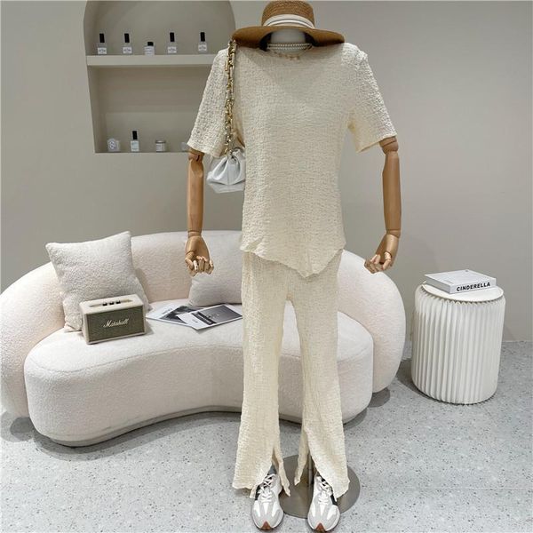 two piece set women's spring summer 2021 fashion irregular wrinkle short sleeve high waist split wide leg pants casual suit, White
two piece set women's spring summer 2021 fashion irregular wrinkle short sleeve high waist split wide leg pants casual suit, White