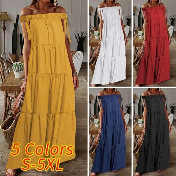 off shoulder dress 2021 vonda women sleeveless maxi dresses plus size beach sundress s-5xl bohemian party vestidos casual, Black;gray
off shoulder dress 2021 vonda women sleeveless maxi dresses plus size beach sundress s-5xl bohemian party vestidos casual, Black;gray