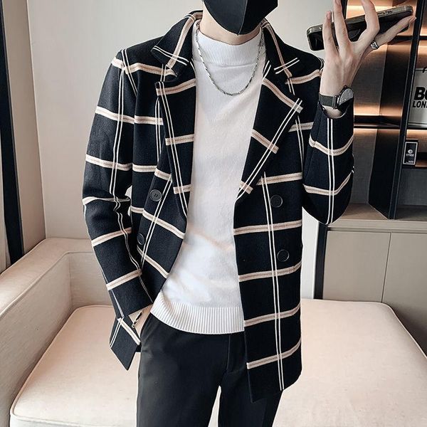 men's sweaters knit cardigan men double breasted coat for vintage striped plaid long check heren jassen sweter de hombre, White;black
men's sweaters knit cardigan men double breasted coat for vintage striped plaid long check heren jassen sweter de hombre, White;black