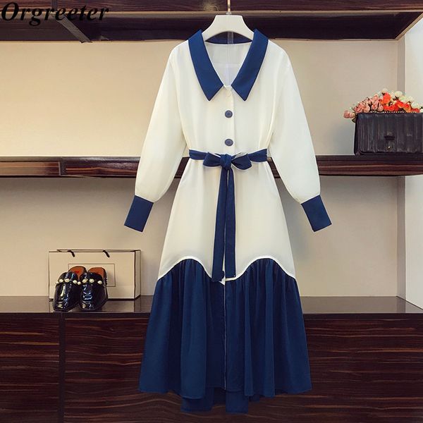 l-4xl retro blue long-sleeved contrast color fishtail dress women autumn v-neck single-breasted sashes bow long 210525, Black;gray
l-4xl retro blue long-sleeved contrast color fishtail dress women autumn v-neck single-breasted sashes bow long 210525, Black;gray