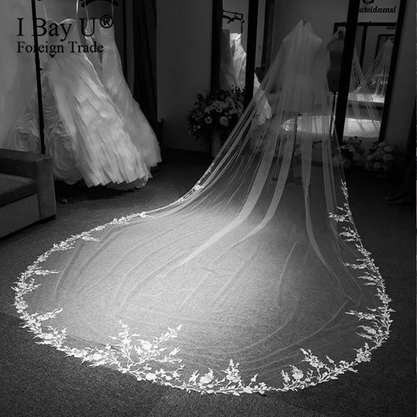 bridal veils original po flower lace long white custom wedding veil 300cm light ivory floral cathedral with comb, Black
bridal veils original po flower lace long white custom wedding veil 300cm light ivory floral cathedral with comb, Black