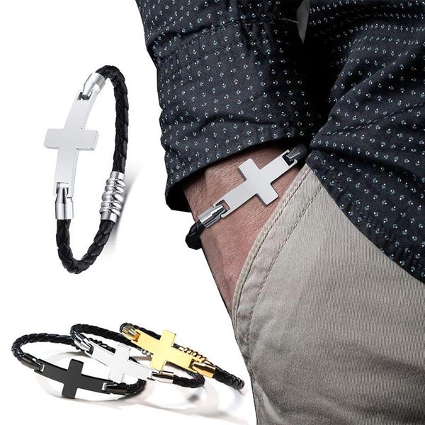 link, chain men's cross bracelet, religious bracelet,men's christian leather jewelry,men's jewelry, Black
link, chain men's cross bracelet, religious bracelet,men's christian leather jewelry,men's jewelry, Black