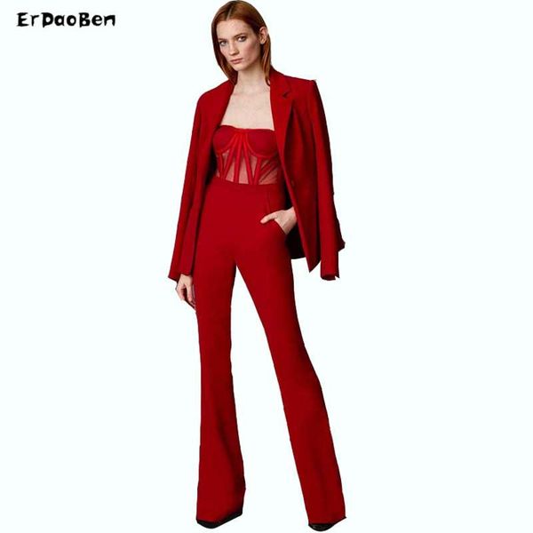 women's suits & blazers erdaoben women autumn and winter blazer dress elegant long sleeve career office suit bh5612, White;black