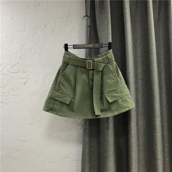 skirts armygreen casual tooling safari style short skirt women 2021 summer a- line high waist thin half-length denim, Black 
skirts armygreen casual tooling safari style short skirt women 2021 summer a- line high waist thin half-length denim, Black