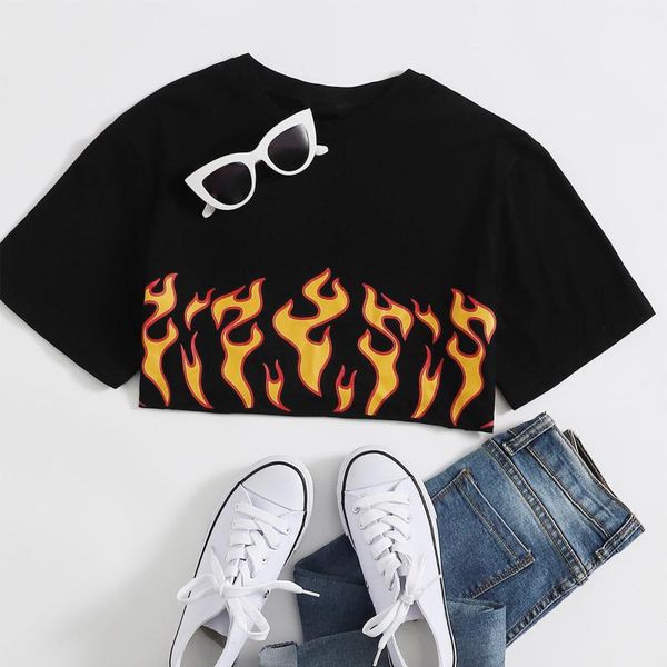 flame print t-shirt women short sleeve o-neck tshirts pullover summer slim casual camisas de mujer women's, White
flame print t-shirt women short sleeve o-neck tshirts pullover summer slim casual camisas de mujer women's, White