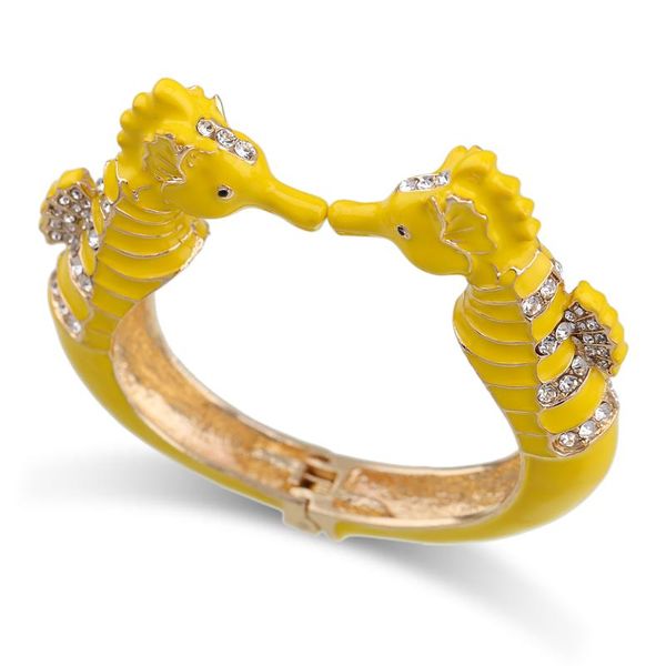 bangle fashion beautiful sea horse statement for women girls gold plated with enamel bracelets jewelry, Black
bangle fashion beautiful sea horse statement for women girls gold plated with enamel bracelets jewelry, Black