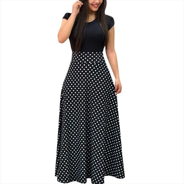 short sleeve colour splicing women dress wave point cocktail party fashion summer club ankle, Black;gray
short sleeve colour splicing women dress wave point cocktail party fashion summer club ankle, Black;gray
