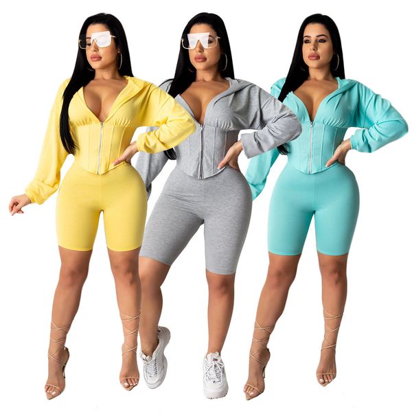 women's tracksuits summer designer women outfits hooded zipper +shorts suit two piece set night club party sporty 2 pcs a, Gray
women's tracksuits summer designer women outfits hooded zipper +shorts suit two piece set night club party sporty 2 pcs a, Gray
