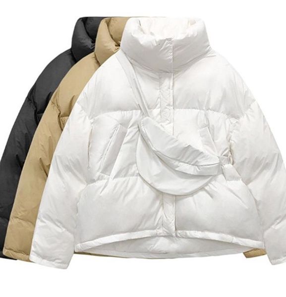 down jacket female 2021 wearing small korean bread stand collar loose white duck, Black