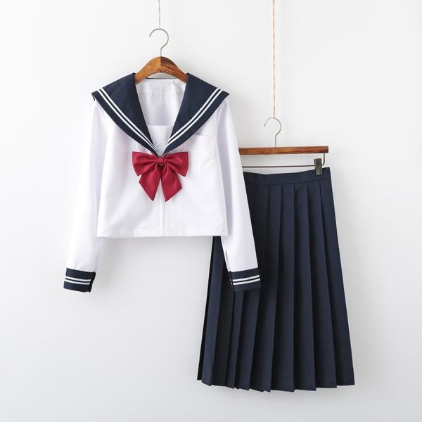 clothing sets jk uniform sailor's suit women's basic three piece set japanese class college style, White
clothing sets jk uniform sailor's suit women's basic three piece set japanese class college style, White