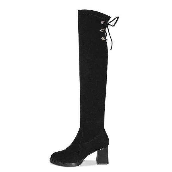 dress shoes round toe thick-heeled long boots, solid color women's boots with feet, platform, Black
dress shoes round toe thick-heeled long boots, solid color women's boots with feet, platform, Black