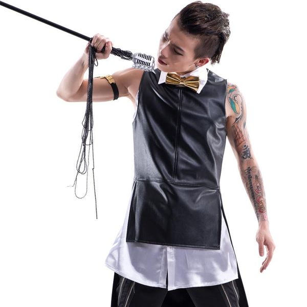 men's vests s~5xl clothing the summer fashion rock dj star with tail swallow mid long vest plus size singer costumes, Black;white
men's vests s~5xl clothing the summer fashion rock dj star with tail swallow mid long vest plus size singer costumes, Black;white