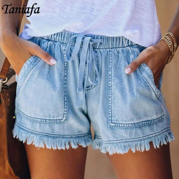 women's shorts women elastic waist casual high slim denim summer loose, White;black
women's shorts women elastic waist casual high slim denim summer loose, White;black