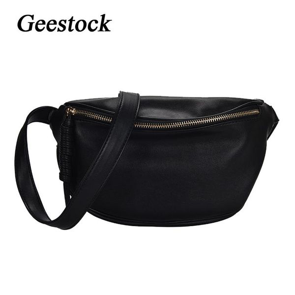 geestock fashion women's waist bag large-capacity wild crossbody bag breast pocket pu leather women's waist