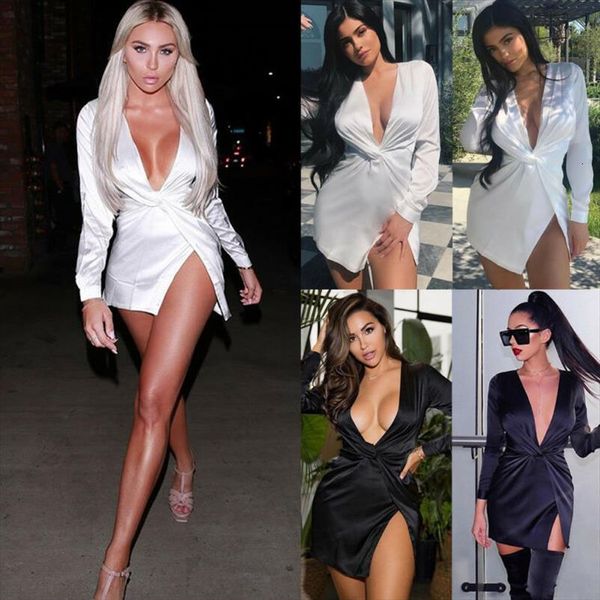 trendy deep v neck womens dresses bandage bodycon evening party club satin mini dress ladies short knot wrap split, Black;gray
trendy deep v neck womens dresses bandage bodycon evening party club satin mini dress ladies short knot wrap split, Black;gray