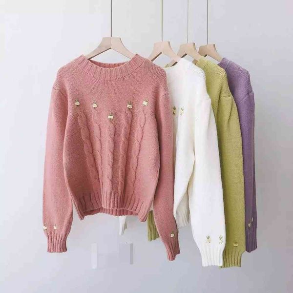 women's sweaters 2021 sweater soft knitted shirt autumn sweet girl embroidered flower short, White;black
women's sweaters 2021 sweater soft knitted shirt autumn sweet girl embroidered flower short, White;black