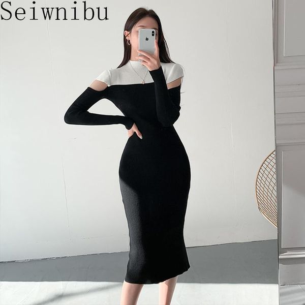 autumn women dresses korean slim woman elegant office knitted dress lady stitching knitting warm sweater vestidos casual, Black;gray
autumn women dresses korean slim woman elegant office knitted dress lady stitching knitting warm sweater vestidos casual, Black;gray