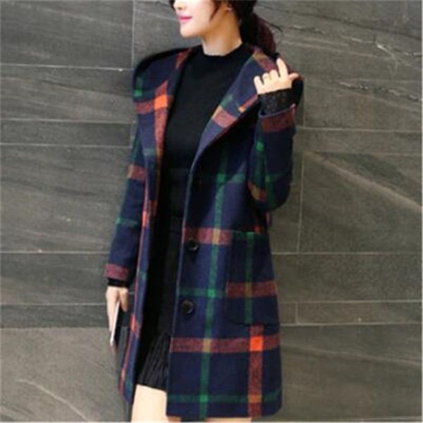 women's wool & blends winter women grid hooded slim fit woolen coats lady chic plaid pocket overcoat female plus size casual windproof, Black
women's wool & blends winter women grid hooded slim fit woolen coats lady chic plaid pocket overcoat female plus size casual windproof, Black