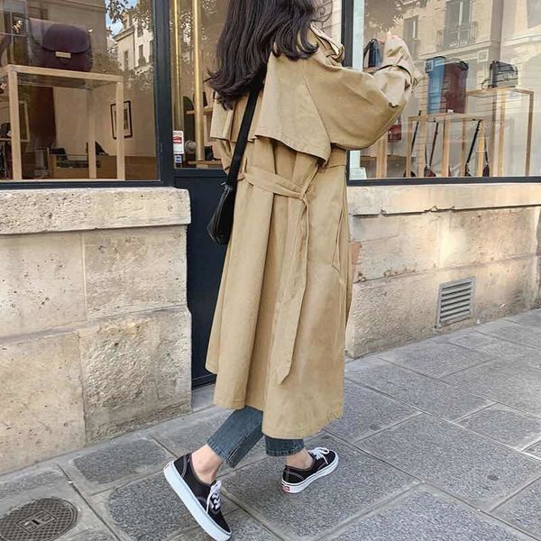 women's trench coats korean style oversized female spring elegant jacket double lapel breasted trench coat lady, Tan;black
women's trench coats korean style oversized female spring elegant jacket double lapel breasted trench coat lady, Tan;black