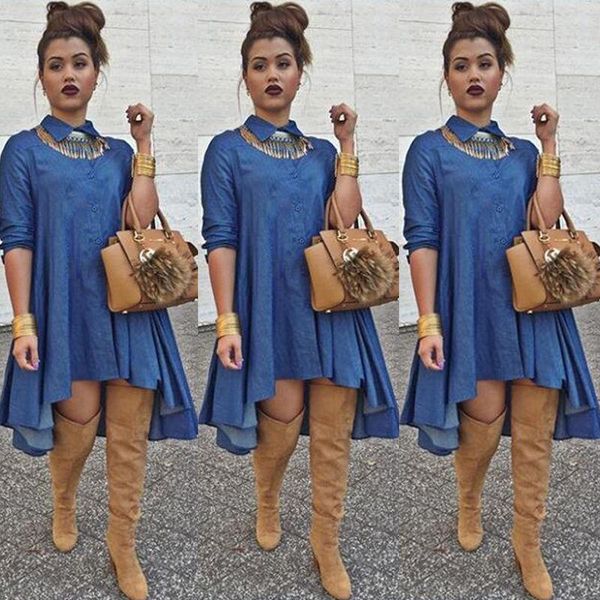 womens denim jeans blouse shirt party mini dress clubwear jeanswear female fashion loose casual dresses, Black;gray
womens denim jeans blouse shirt party mini dress clubwear jeanswear female fashion loose casual dresses, Black;gray