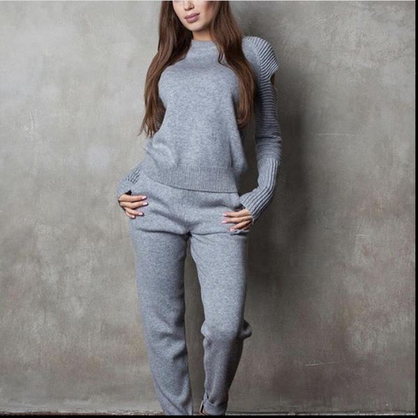 women sweater womens tracksuits suits sets 100% cotton costume autumn winter pullovers and long pants knitted casual 2pcs, Gray
women sweater womens tracksuits suits sets 100% cotton costume autumn winter pullovers and long pants knitted casual 2pcs, Gray