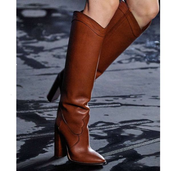 autumn and winter walk show high-heeled cow leather boots high barrel thick heel personalized fashion casual women's sho, Black
autumn and winter walk show high-heeled cow leather boots high barrel thick heel personalized fashion casual women's sho, Black